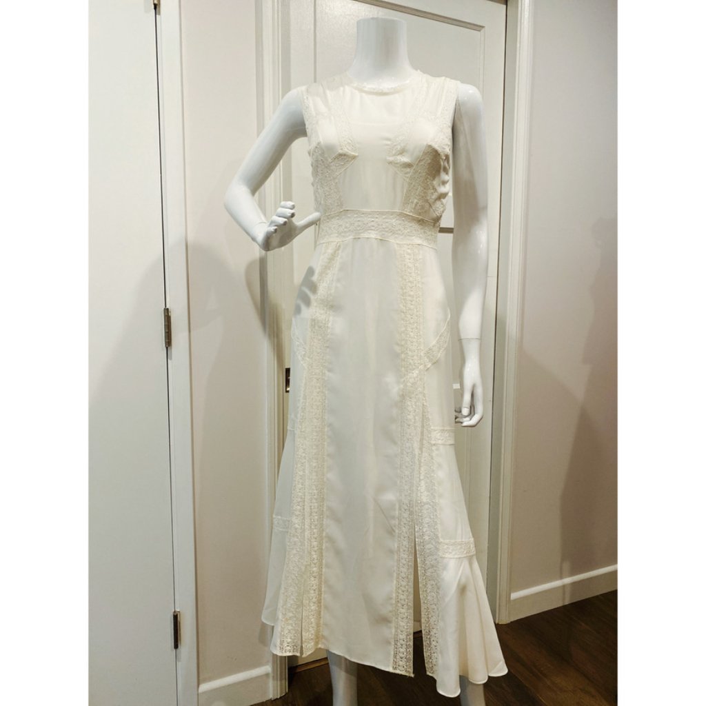 Needle & Thread White Lace And Chiffon Midi Dress Size 4
